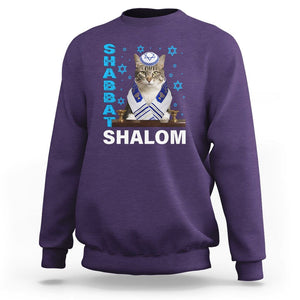 Passover Cat Lover Sweatshirt Shabbat Shalom Cute Jewish Cat TS09 Purple Printyourwear