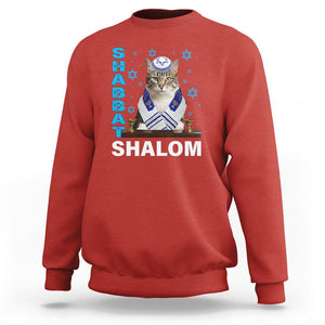 Passover Cat Lover Sweatshirt Shabbat Shalom Cute Jewish Cat TS09 Red Printyourwear