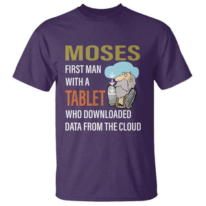 Funny Passover T Shirt Moses First Man With A Tablet Who Downloaded Data From The Cloud TS09 Purple Printyourwear