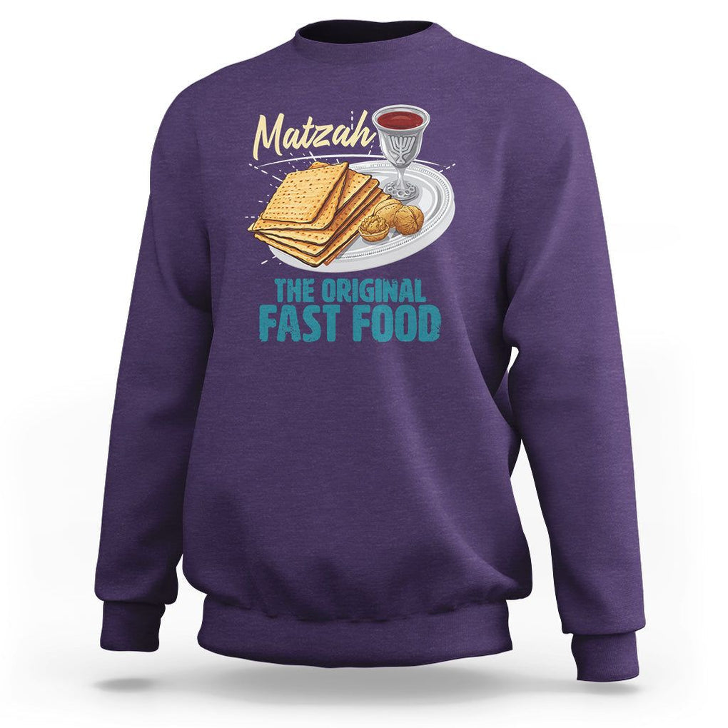 Passover Matzah The Original Fast Food Sweatshirt TS09 Purple Printyourwear