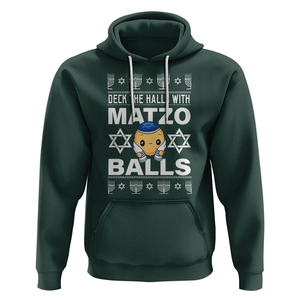 Passover Hoodie Deck The Halls With Matzo Balls Jewish Pesach Soup TS09 Dark Forest Green Printyourwear