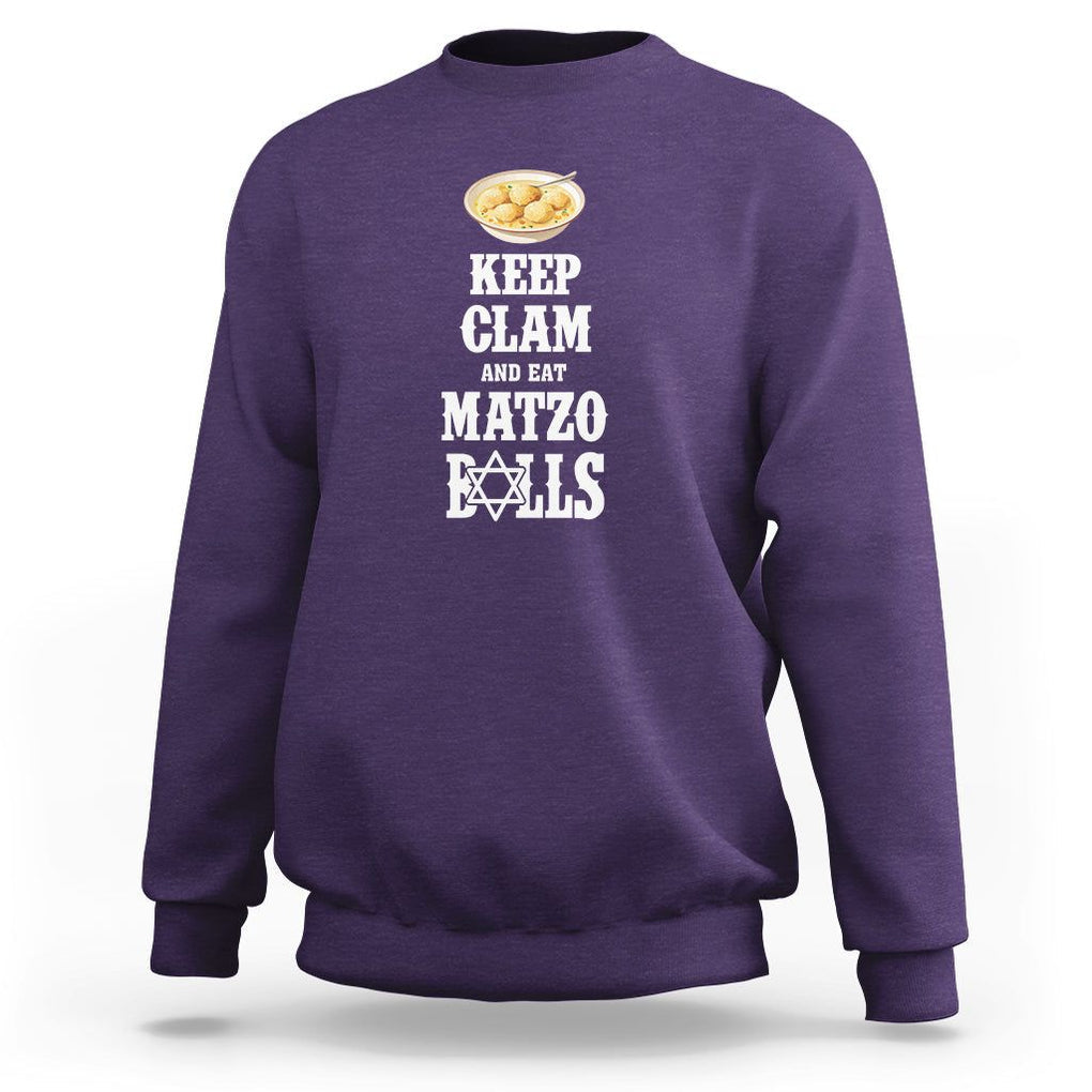 Funny Passover Sweatshirt Keep Calm Eat Matzo Balls TS09 Purple Printyourwear