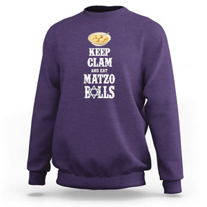 Funny Passover Sweatshirt Keep Calm Eat Matzo Balls TS09 Purple Printyourwear
