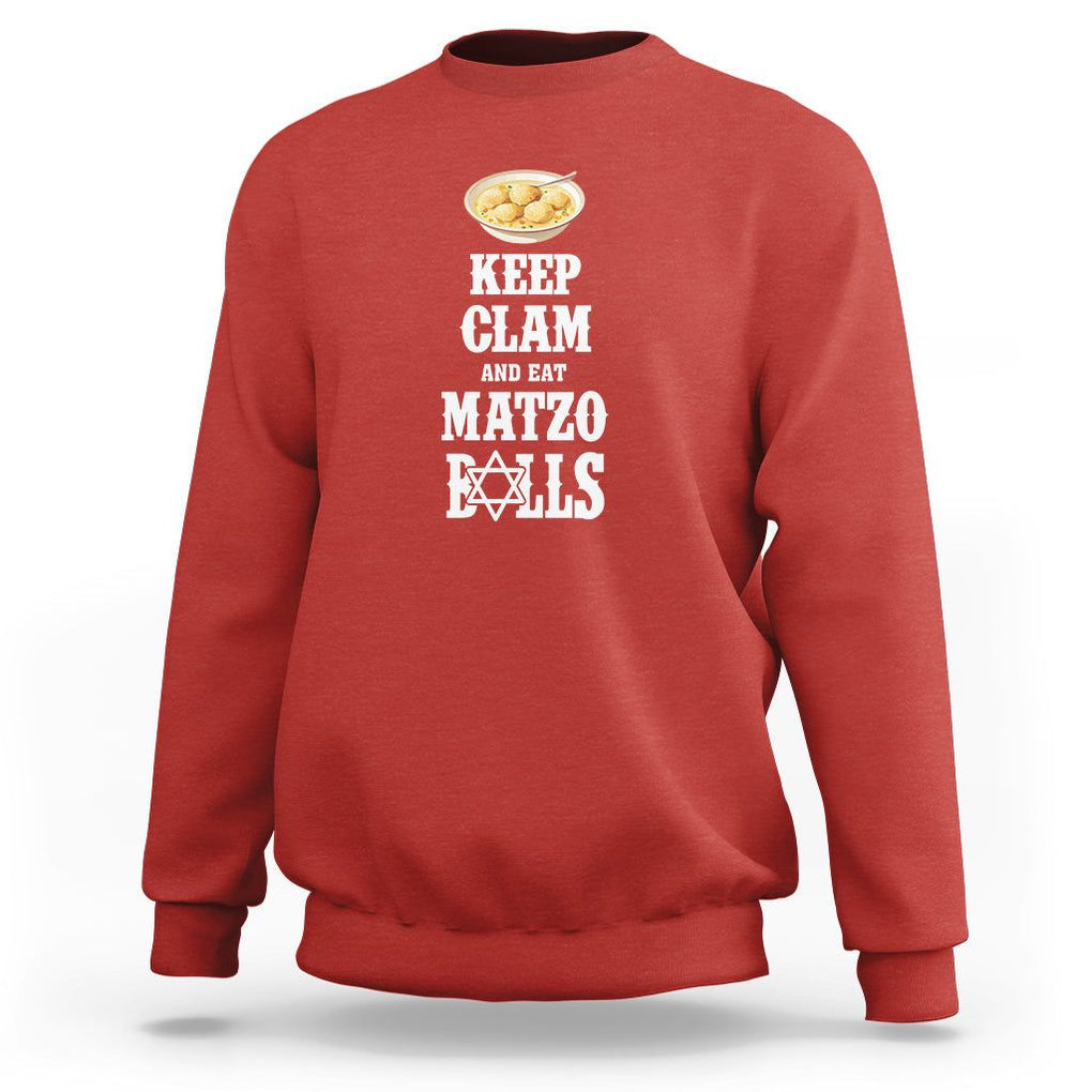 Funny Passover Sweatshirt Keep Calm Eat Matzo Balls TS09 Red Printyourwear