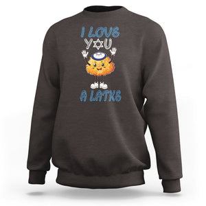 Passover Sweatshirt I Love You A Latke Jewish Word Play Pun TS09 Dark Chocolate Printyourwear
