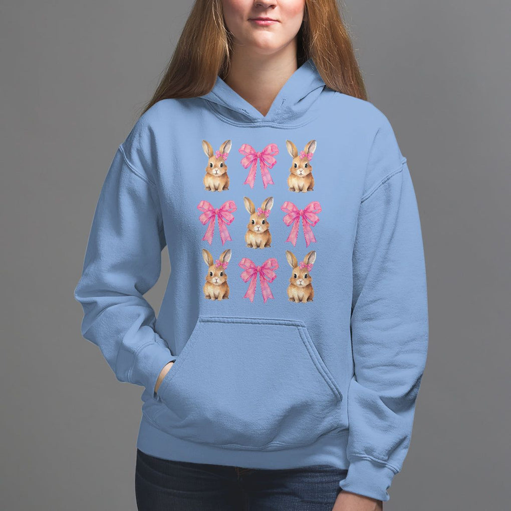 Easter Day Hoodie Pink Coquette Bow Cute Bunny Girls Women TS09 Carolina Blue Printyourwear