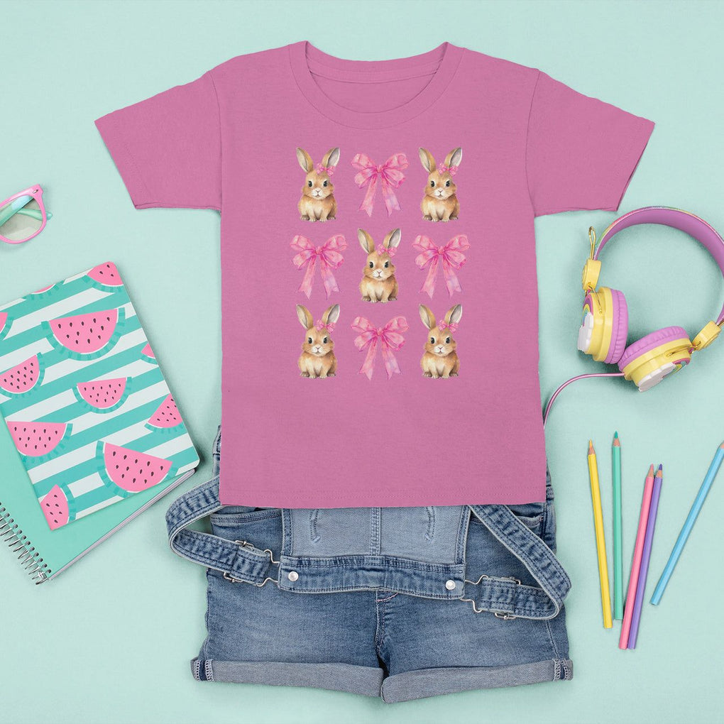 Easter Day T Shirt For Kid Pink Coquette Bow Cute Bunny Girls Women TS09 Azalea Printyourwear