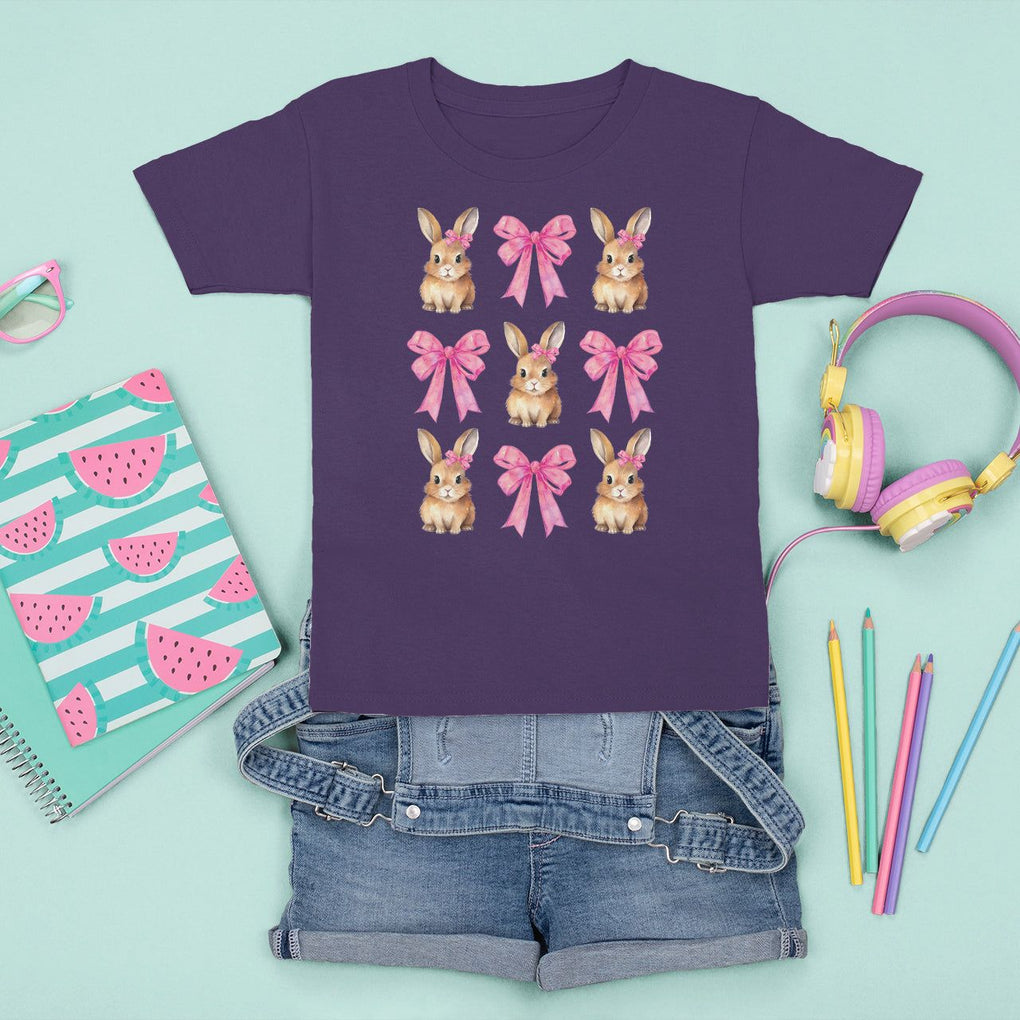 Easter Day T Shirt For Kid Pink Coquette Bow Cute Bunny Girls Women TS09 Purple Printyourwear