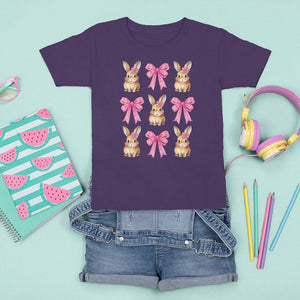 Easter Day T Shirt For Kid Pink Coquette Bow Cute Bunny Girls Women TS09 Purple Printyourwear