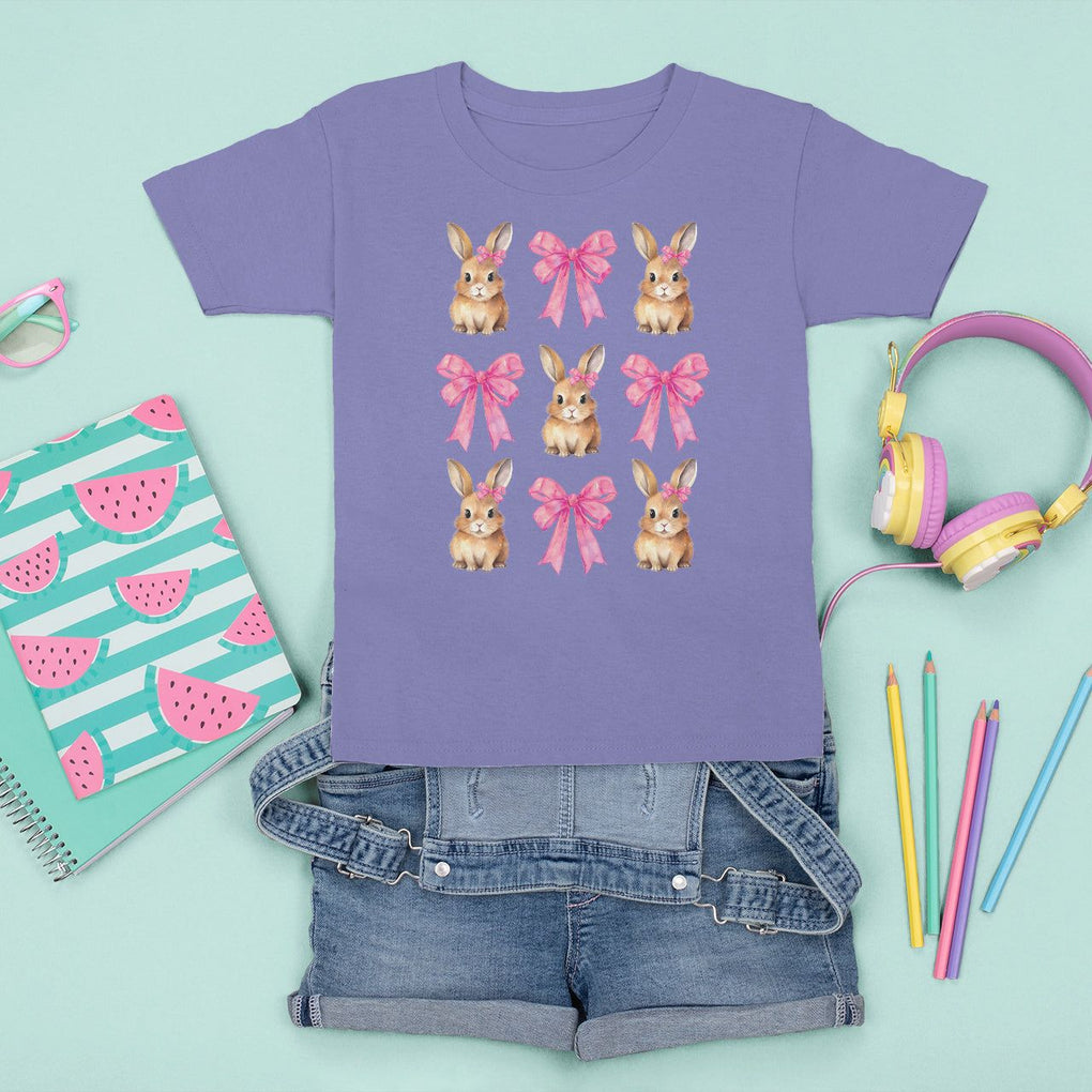 Easter Day T Shirt For Kid Pink Coquette Bow Cute Bunny Girls Women TS09 Violet Printyourwear