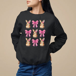 Easter Day Sweatshirt Pink Coquette Bow Cute Bunny Girls Women TS09 Black Printyourwear
