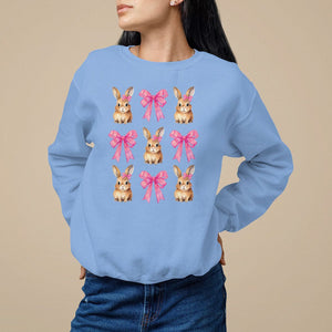 Easter Day Sweatshirt Pink Coquette Bow Cute Bunny Girls Women TS09 Carolina Blue Printyourwear