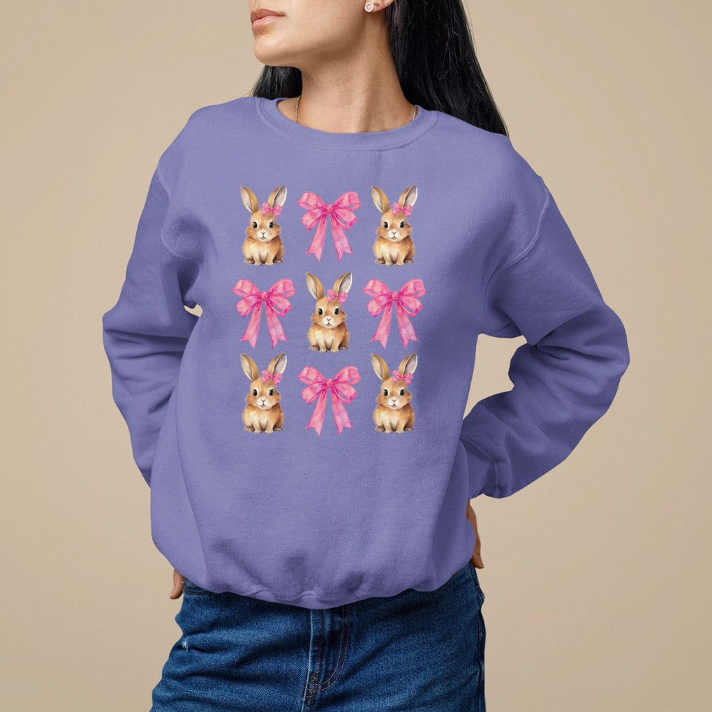 Easter Day Sweatshirt Pink Coquette Bow Cute Bunny Girls Women TS09 Violet Printyourwear