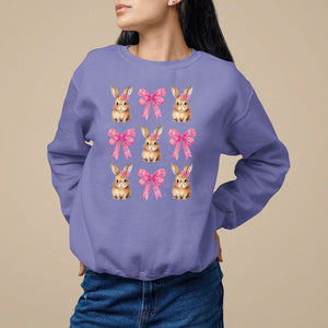 Easter Day Sweatshirt Pink Coquette Bow Cute Bunny Girls Women TS09 Violet Printyourwear