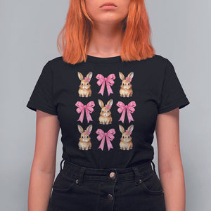Easter Day T Shirt For Women Pink Coquette Bow Cute Bunny Girls Women TS09 Black Printyourwear