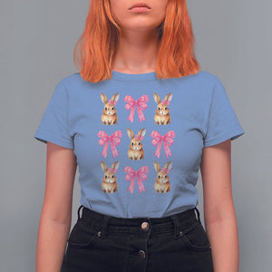 Easter Day T Shirt For Women Pink Coquette Bow Cute Bunny Girls Women TS09 Carolina Blue Printyourwear