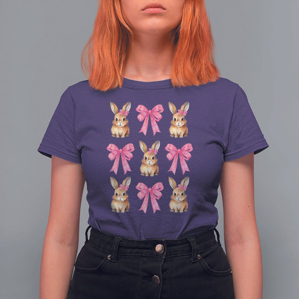 Easter Day T Shirt For Women Pink Coquette Bow Cute Bunny Girls Women TS09 Purple Printyourwear