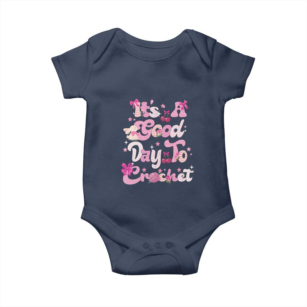 Its A Good Day to Crochet Baby Onesie TS09 Navy Print Your Wear