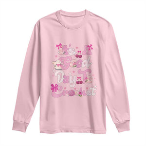 Its A Good Day to Crochet Long Sleeve Shirt TS09 Light Pink Print Your Wear