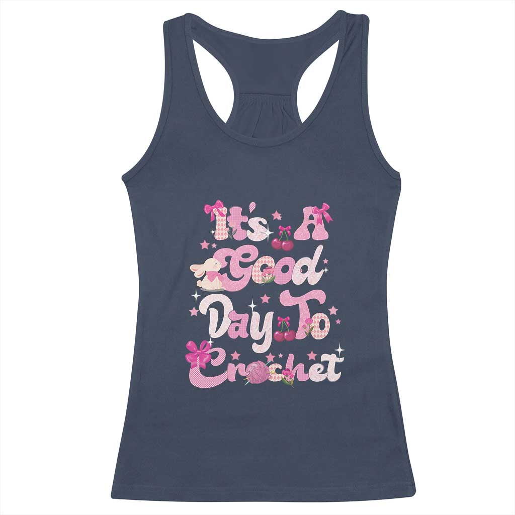Its A Good Day to Crochet Racerback Tank Top TS09 Navy Print Your Wear