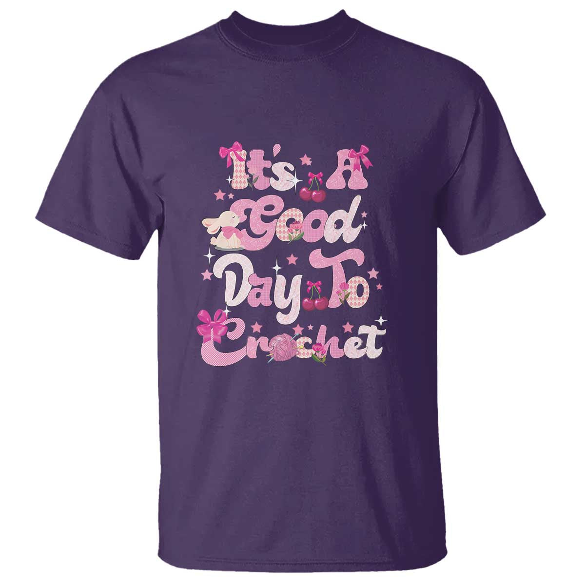 Its A Good Day to Crochet T Shirt TS09 Purple Print Your Wear