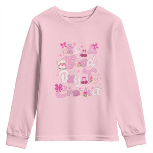 Its A Good Day to Crochet Youth Sweatshirt TS09 Light Pink Print Your Wear