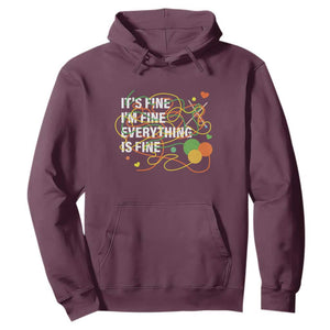 Funny Crochet Hoodie It's Fine I'm Fine Everything Is Fine Knitting TS09 Maroon Print Your Wear
