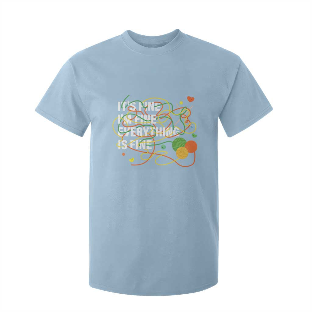 Funny Crochet T Shirt For Kid It's Fine I'm Fine Everything Is Fine Knitting TS09 Light Blue Print Your Wear