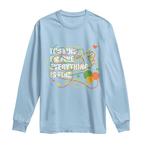 Funny Crochet Long Sleeve Shirt It's Fine I'm Fine Everything Is Fine Knitting TS09 Light Blue Print Your Wear