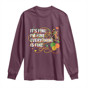 Funny Crochet Long Sleeve Shirt It's Fine I'm Fine Everything Is Fine Knitting TS09 Maroon Print Your Wear