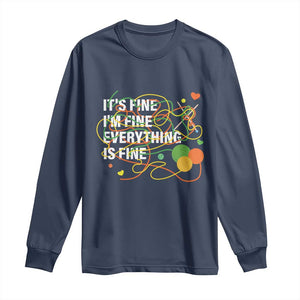 Funny Crochet Long Sleeve Shirt It's Fine I'm Fine Everything Is Fine Knitting TS09 Navy Print Your Wear
