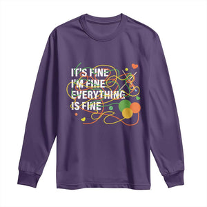 Funny Crochet Long Sleeve Shirt It's Fine I'm Fine Everything Is Fine Knitting TS09 Purple Print Your Wear