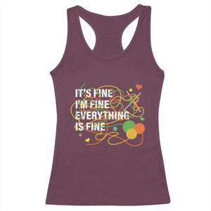 Funny Crochet Racerback Tank Top It's Fine I'm Fine Everything Is Fine Knitting TS09 Maroon Print Your Wear