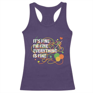 Funny Crochet Racerback Tank Top It's Fine I'm Fine Everything Is Fine Knitting TS09 Purple Print Your Wear