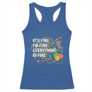 Funny Crochet Racerback Tank Top It's Fine I'm Fine Everything Is Fine Knitting TS09 Royal Blue Print Your Wear