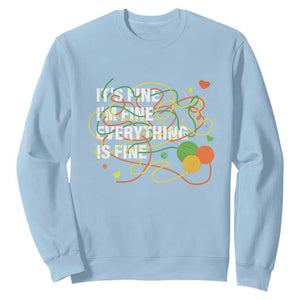 Funny Crochet Sweatshirt It's Fine I'm Fine Everything Is Fine Knitting TS09 Light Blue Print Your Wear