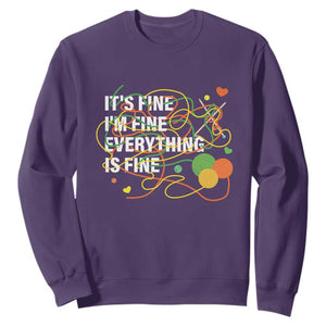 Funny Crochet Sweatshirt It's Fine I'm Fine Everything Is Fine Knitting TS09 Purple Print Your Wear