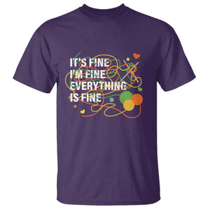 Funny Crochet T Shirt It's Fine I'm Fine Everything Is Fine Knitting TS09 Purple Print Your Wear
