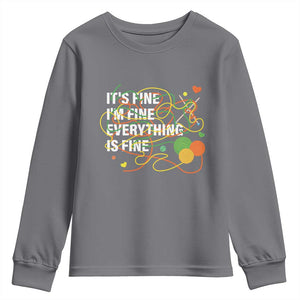 Funny Crochet Youth Sweatshirt It's Fine I'm Fine Everything Is Fine Knitting TS09 Charcoal Print Your Wear