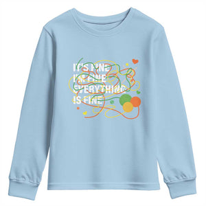 Funny Crochet Youth Sweatshirt It's Fine I'm Fine Everything Is Fine Knitting TS09 Light Blue Print Your Wear