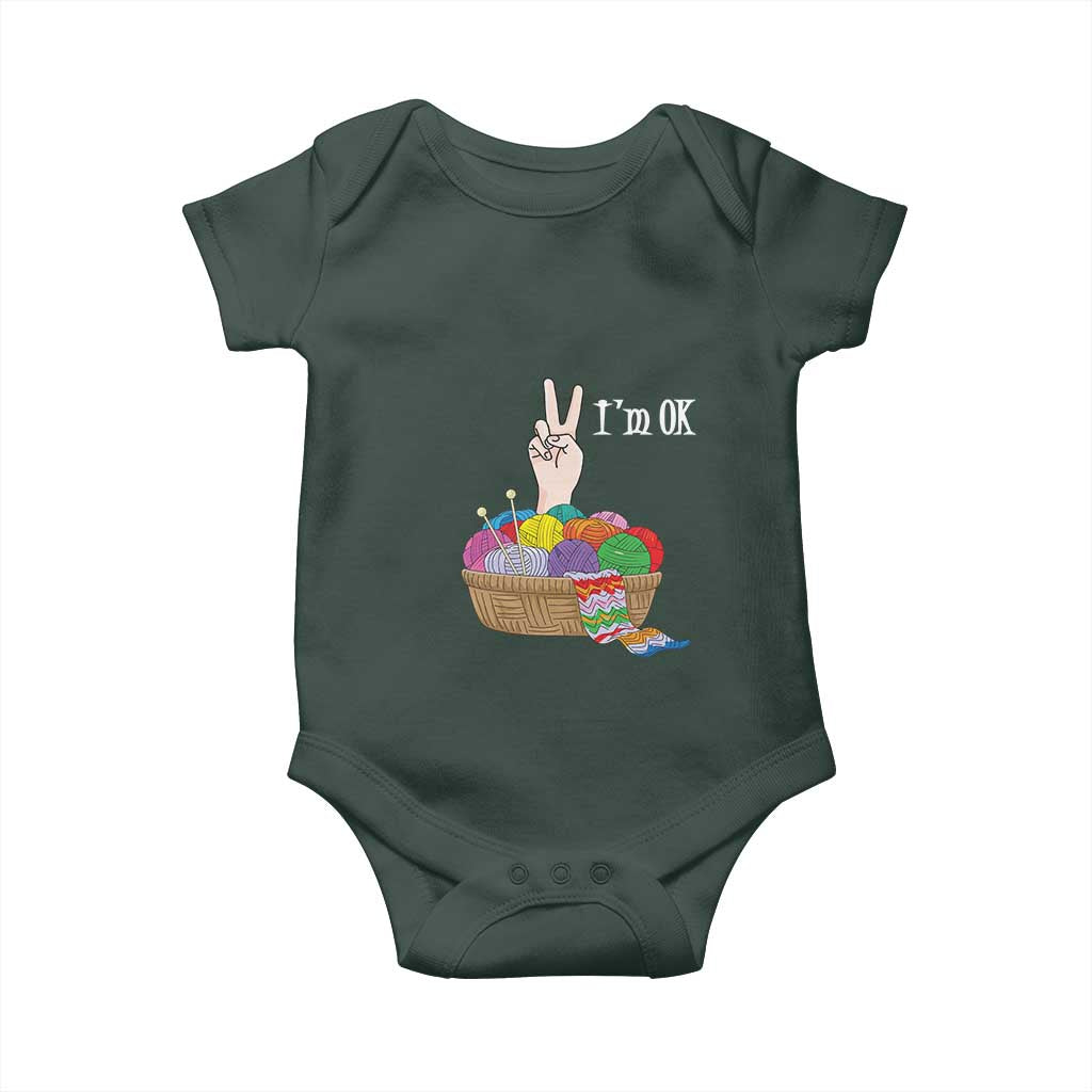 Funny Crochet Baby Onesie I'm Ok Knitting TS09 Print Your Wear