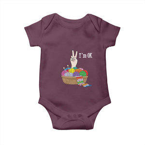 Funny Crochet Baby Onesie I'm Ok Knitting TS09 Maroon Print Your Wear