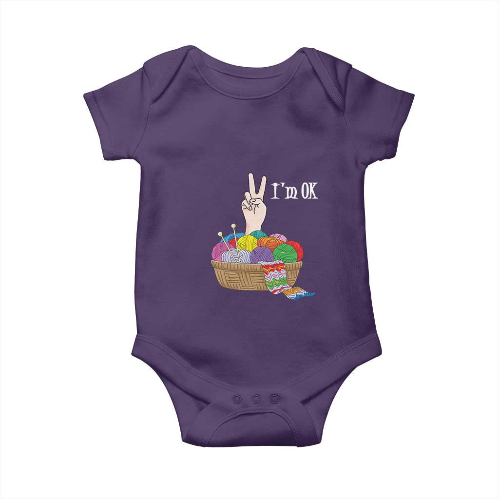 Funny Crochet Baby Onesie I'm Ok Knitting TS09 Purple Print Your Wear