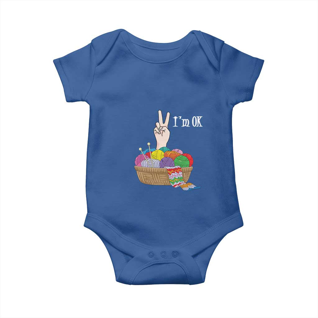 Funny Crochet Baby Onesie I'm Ok Knitting TS09 Royal Blue Print Your Wear
