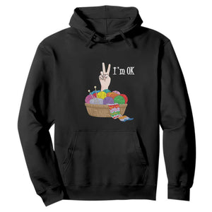 Funny Crochet Hoodie I'm Ok Knitting TS09 Black Print Your Wear