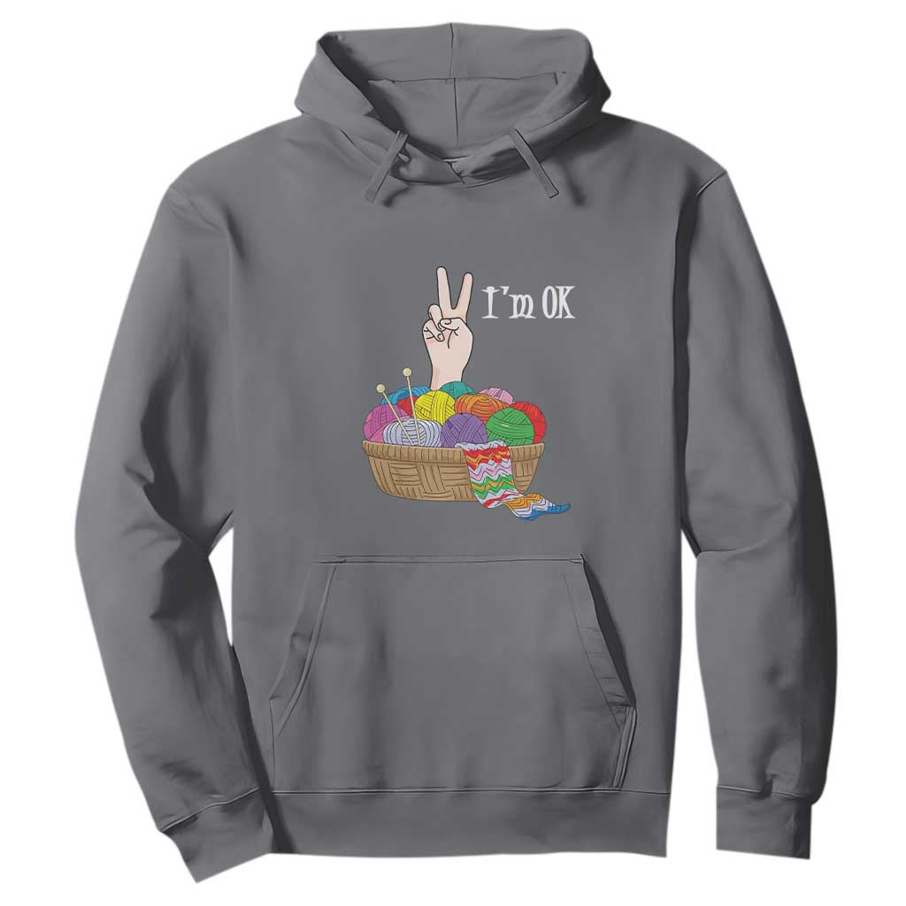 Funny Crochet Hoodie I'm Ok Knitting TS09 Charcoal Print Your Wear