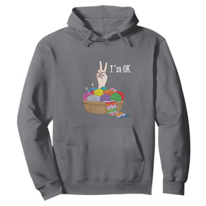 Funny Crochet Hoodie I'm Ok Knitting TS09 Charcoal Print Your Wear