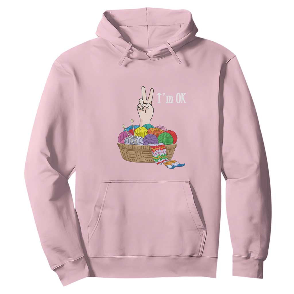Funny Crochet Hoodie I'm Ok Knitting TS09 Light Pink Print Your Wear