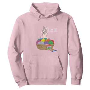 Funny Crochet Hoodie I'm Ok Knitting TS09 Light Pink Print Your Wear