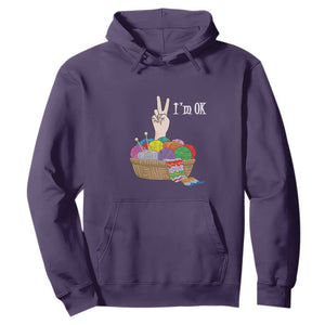 Funny Crochet Hoodie I'm Ok Knitting TS09 Purple Print Your Wear